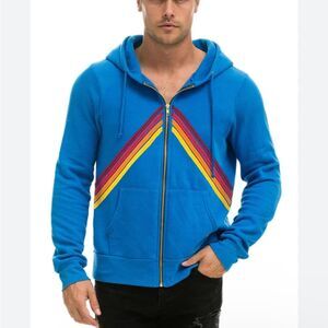 NWOT Aviator Nation Mountain Stripe Hoodie  in Ocean